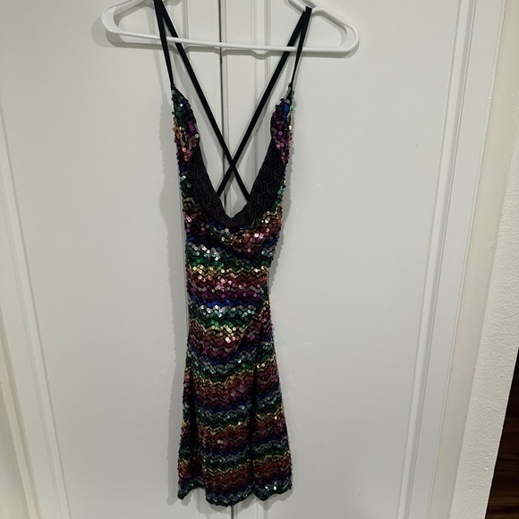 LPA Sequins Dress 658 Rainbow Size XXS - Picture 5 of 10